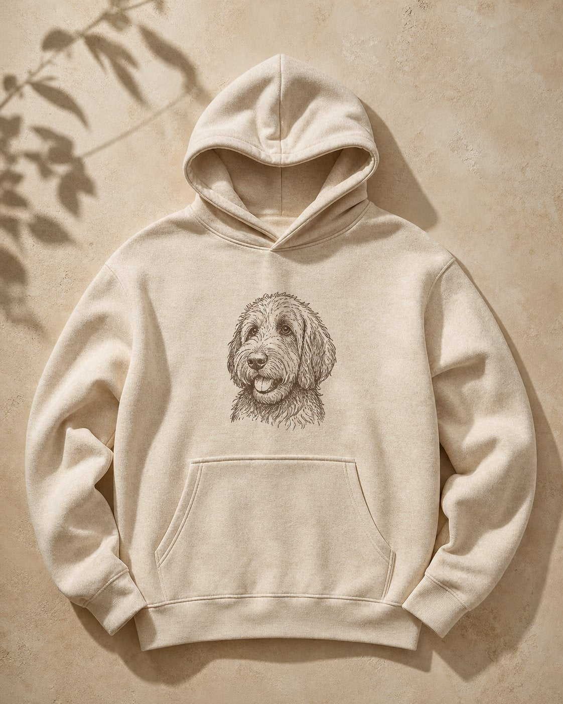 Hoodie illustré avec un portrait animal, visuel d’exemple